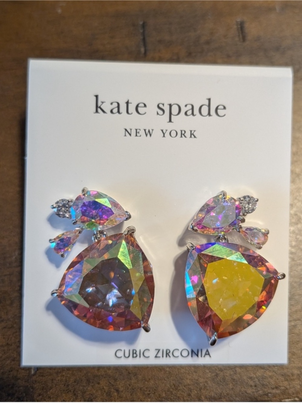 kate spade iridescent multicolor crystal drop earrings